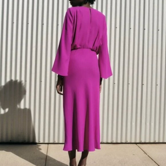 ZARA MIDI WRAP DRESS - L *NEW WITH TAGS* - Picture 3 of 6